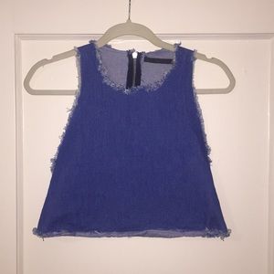 Cropped Frayed Denim Top